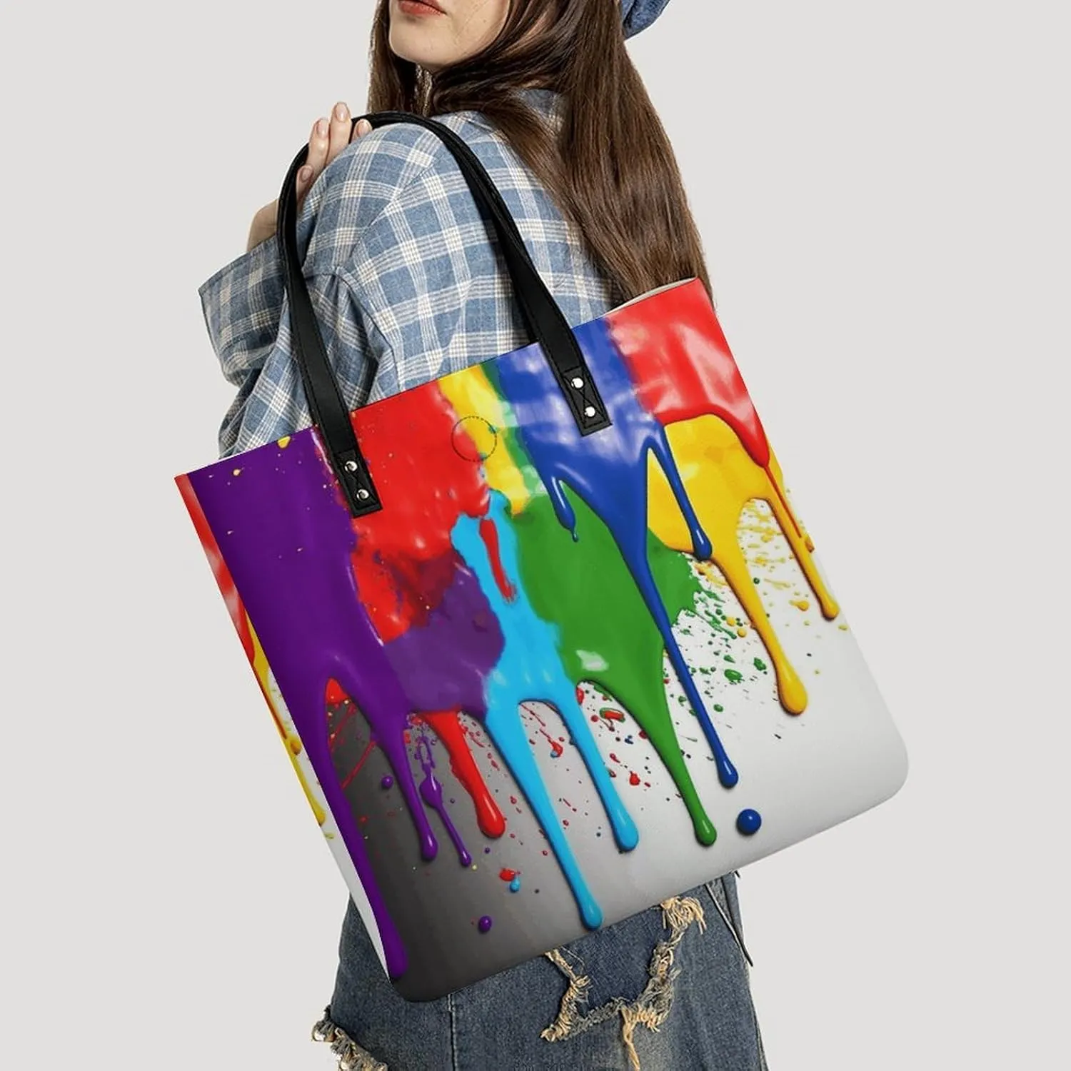 Leather Handbag for Women Tote Bag with Magnetic Buckle Boat Map Crossbody Bag Shoulder Bag