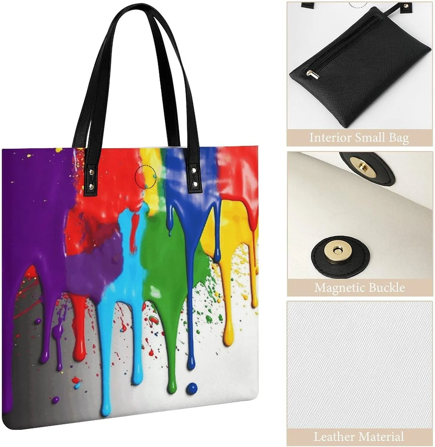 Leather Handbag for Women Tote Bag with Magnetic Buckle Boat Map Crossbody Bag Shoulder Bag