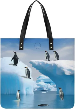 Leather Handbag for Women Tote Bag with Magnetic Buckle Boat Map Crossbody Bag Shoulder Bag