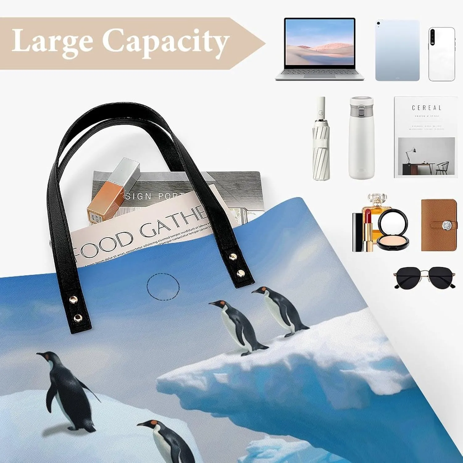 Leather Handbag for Women Tote Bag with Magnetic Buckle Boat Map Crossbody Bag Shoulder Bag