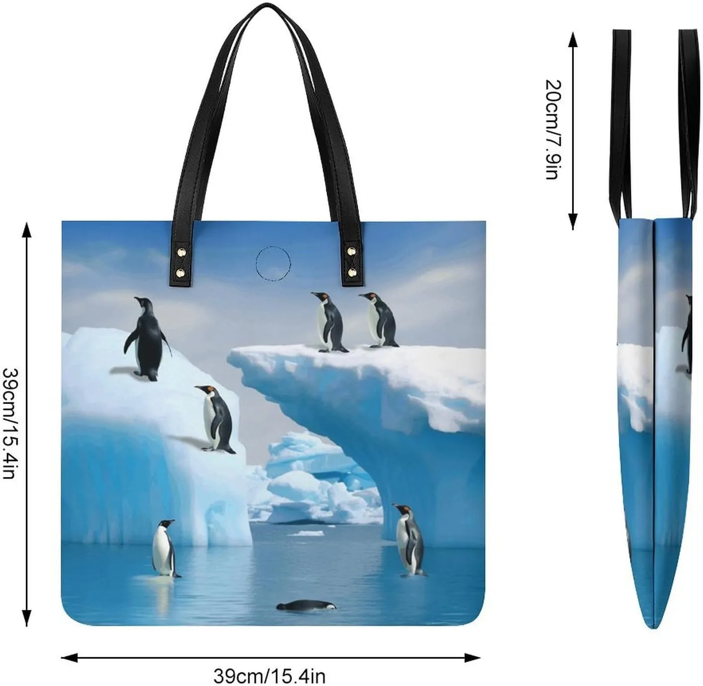 Leather Handbag for Women Tote Bag with Magnetic Buckle Boat Map Crossbody Bag Shoulder Bag