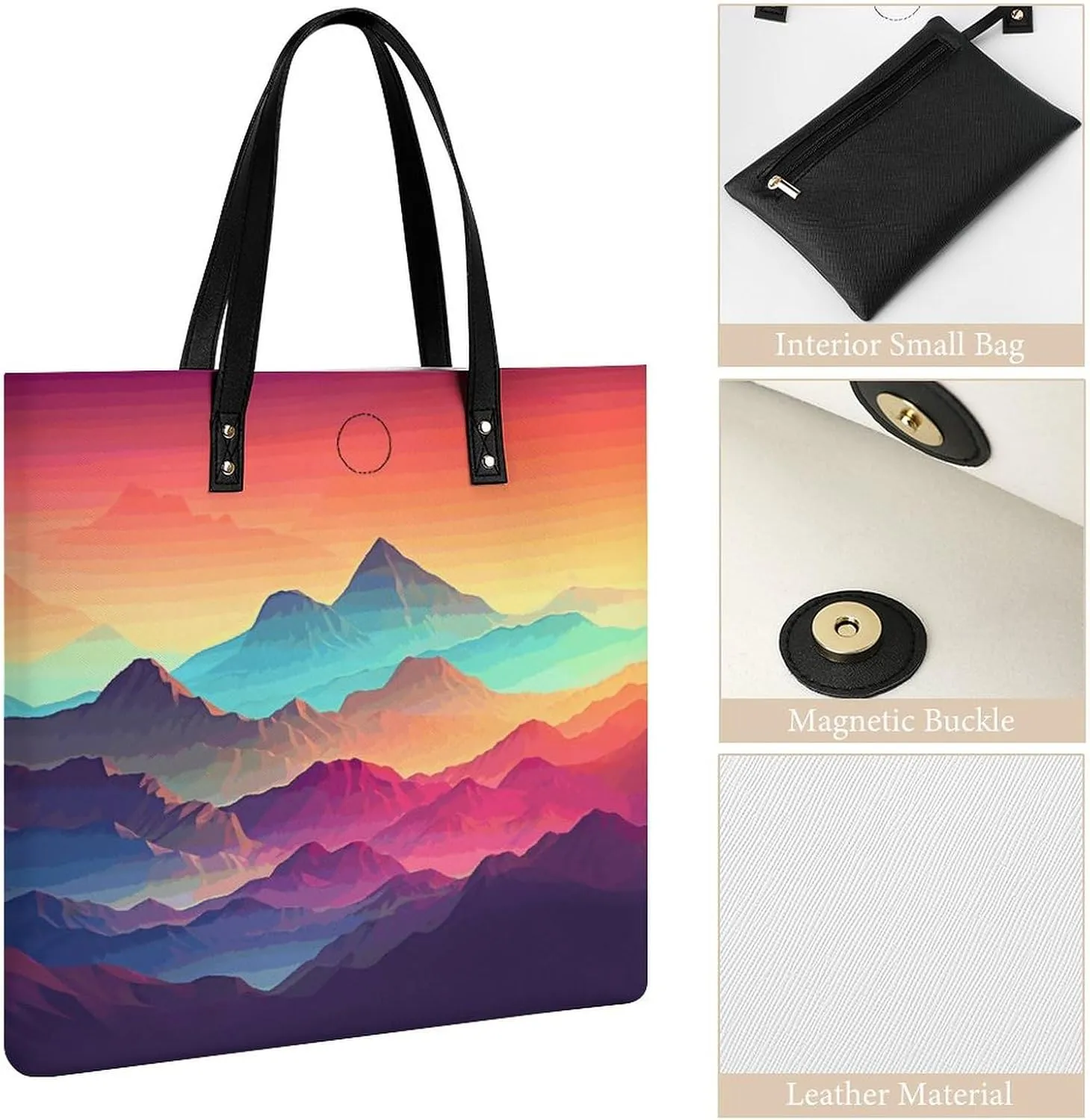 Leather Handbag for Women Tote Bag with Magnetic Buckle Boat Map Crossbody Bag Shoulder Bag