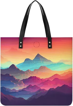 Leather Handbag for Women Tote Bag with Magnetic Buckle Boat Map Crossbody Bag Shoulder Bag