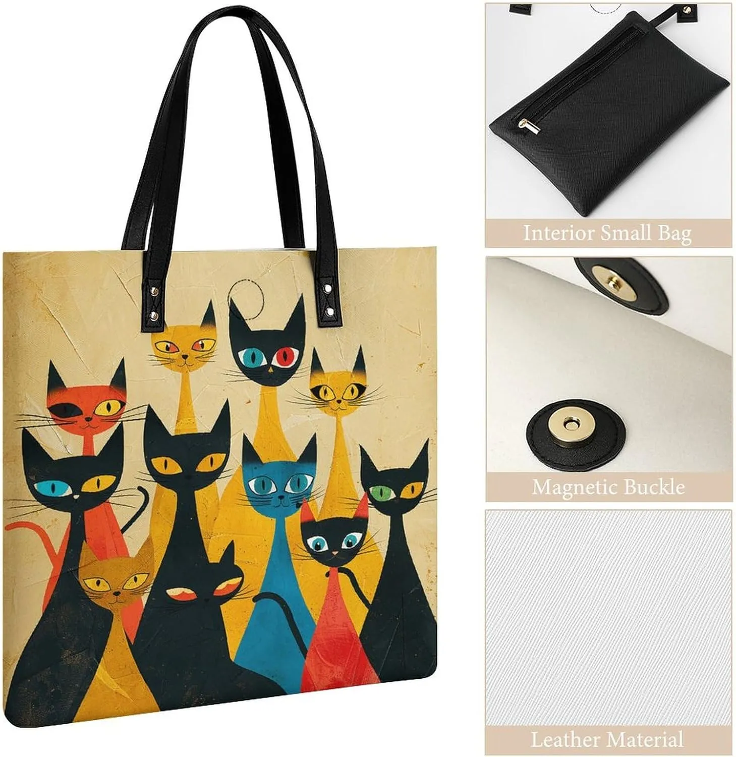Leather Handbag for Women Tote Bag with Magnetic Buckle Cute Elephant_80395810 Crossbody Bag Shoulder Bags