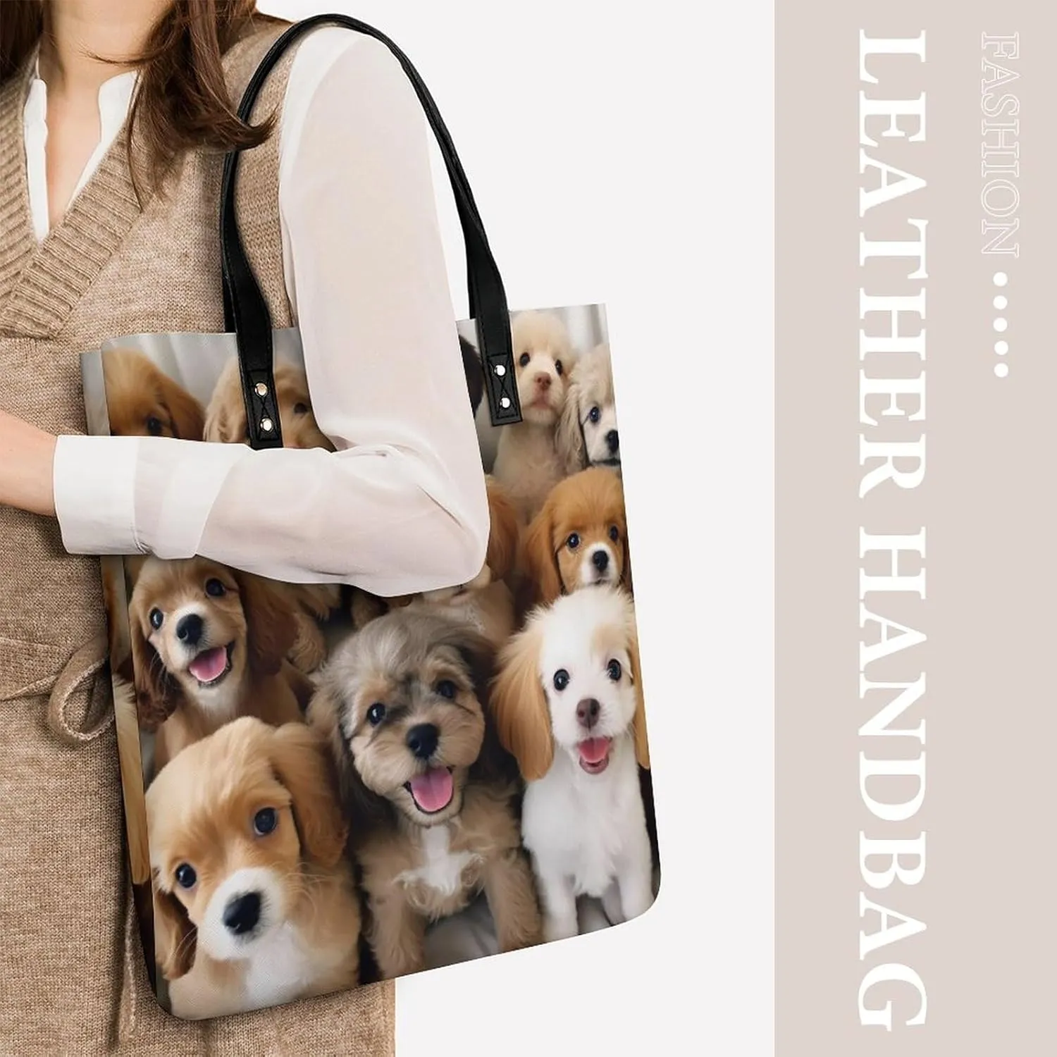 Leather Handbag for Women Tote Bag with Magnetic Buckle Cute Elephant_80395810 Crossbody Bag Shoulder Bags
