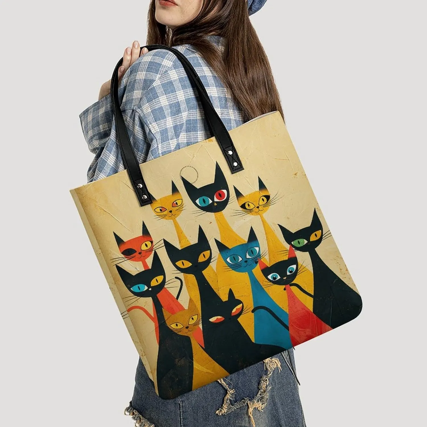 Leather Handbag for Women Tote Bag with Magnetic Buckle Cute Elephant_80395810 Crossbody Bag Shoulder Bags