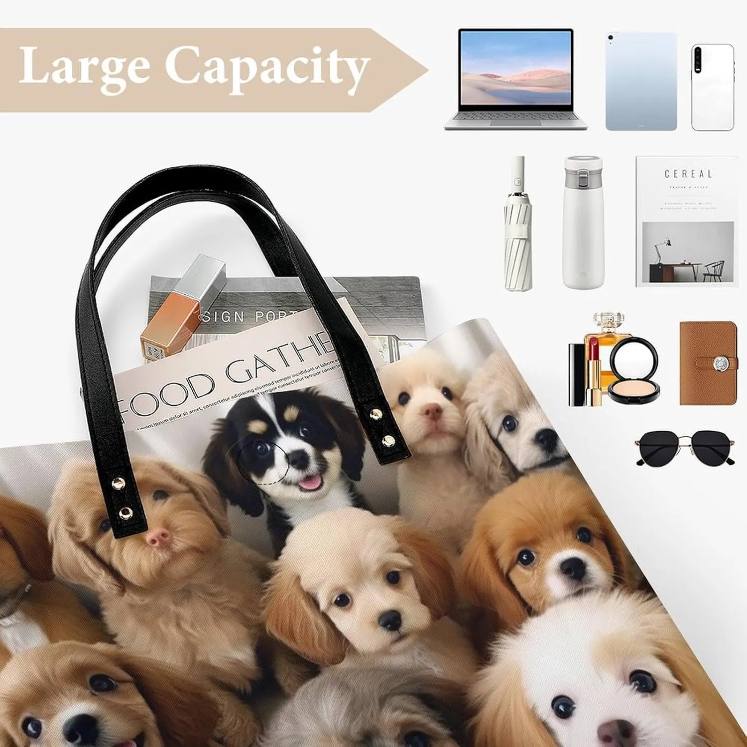 Leather Handbag for Women Tote Bag with Magnetic Buckle Cute Elephant_80395810 Crossbody Bag Shoulder Bags