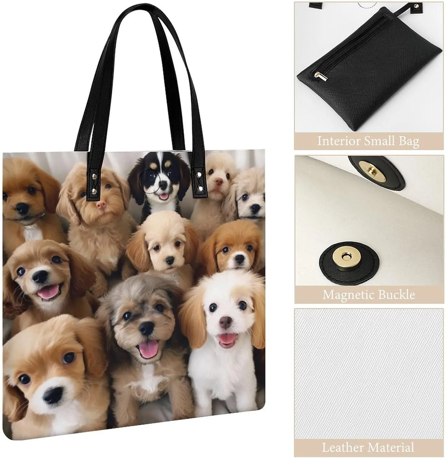 Leather Handbag for Women Tote Bag with Magnetic Buckle Cute Elephant_80395810 Crossbody Bag Shoulder Bags