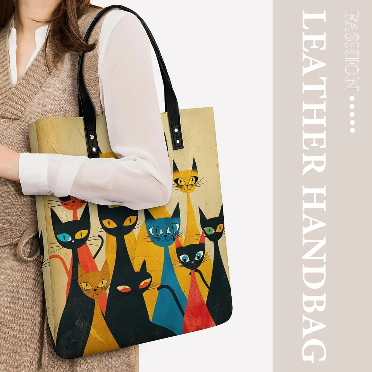 Leather Handbag for Women Tote Bag with Magnetic Buckle Cute Elephant_80395810 Crossbody Bag Shoulder Bags