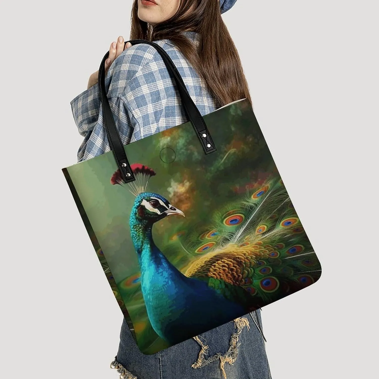 Leather Handbag for Women Tote Bag with Magnetic Buckle Cute Yellow Rubber Ducky Crossbody Bag Shoulder Bag