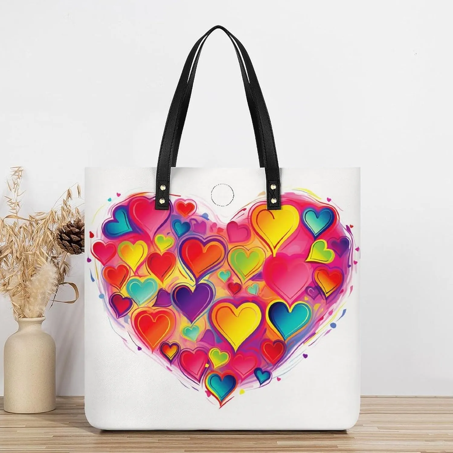 Leather Handbag for Women Tote Bag with Magnetic Buckle Dove Sun Art Crossbody Bag Shoulder Bags