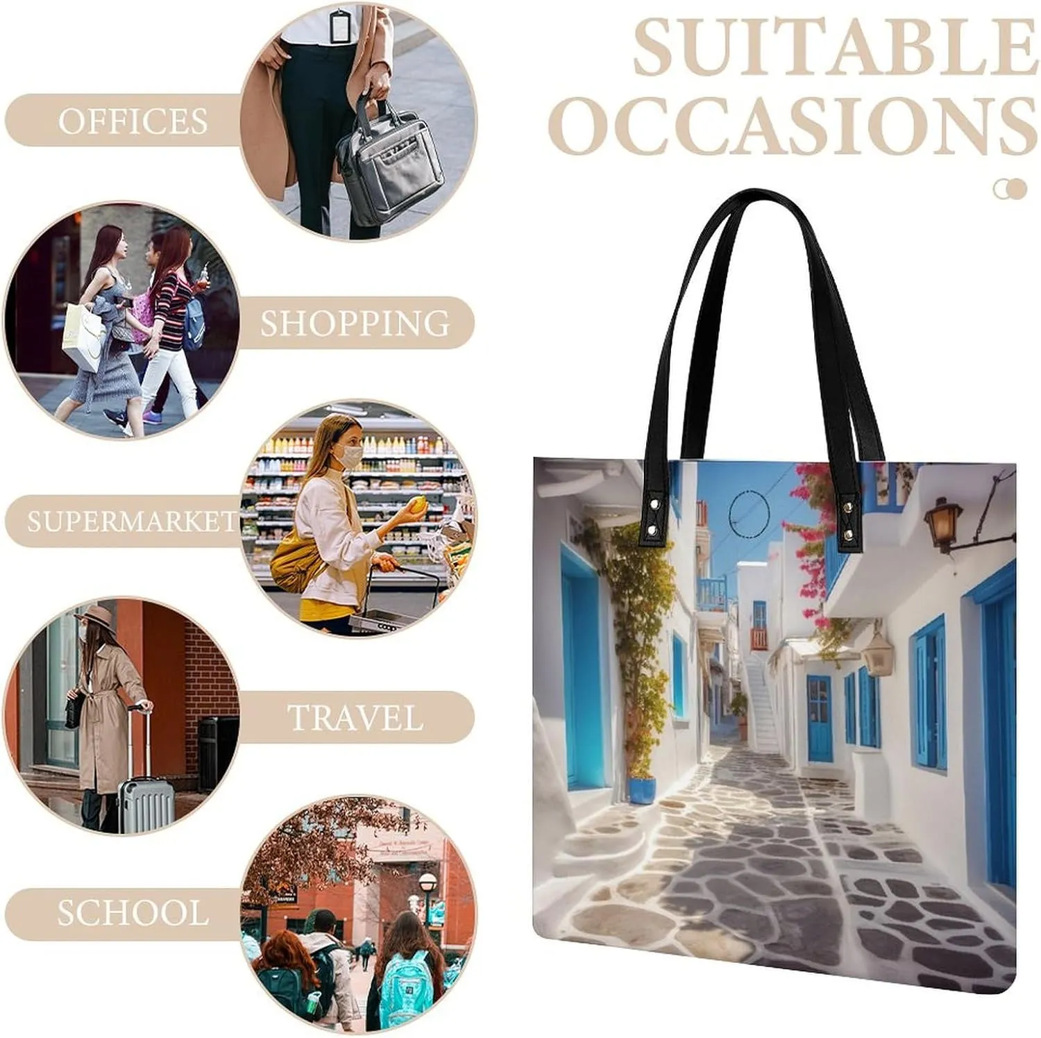 Leather Handbag for Women Tote Bag with Magnetic Buckle Dove Sun Art Crossbody Bag Shoulder Bags