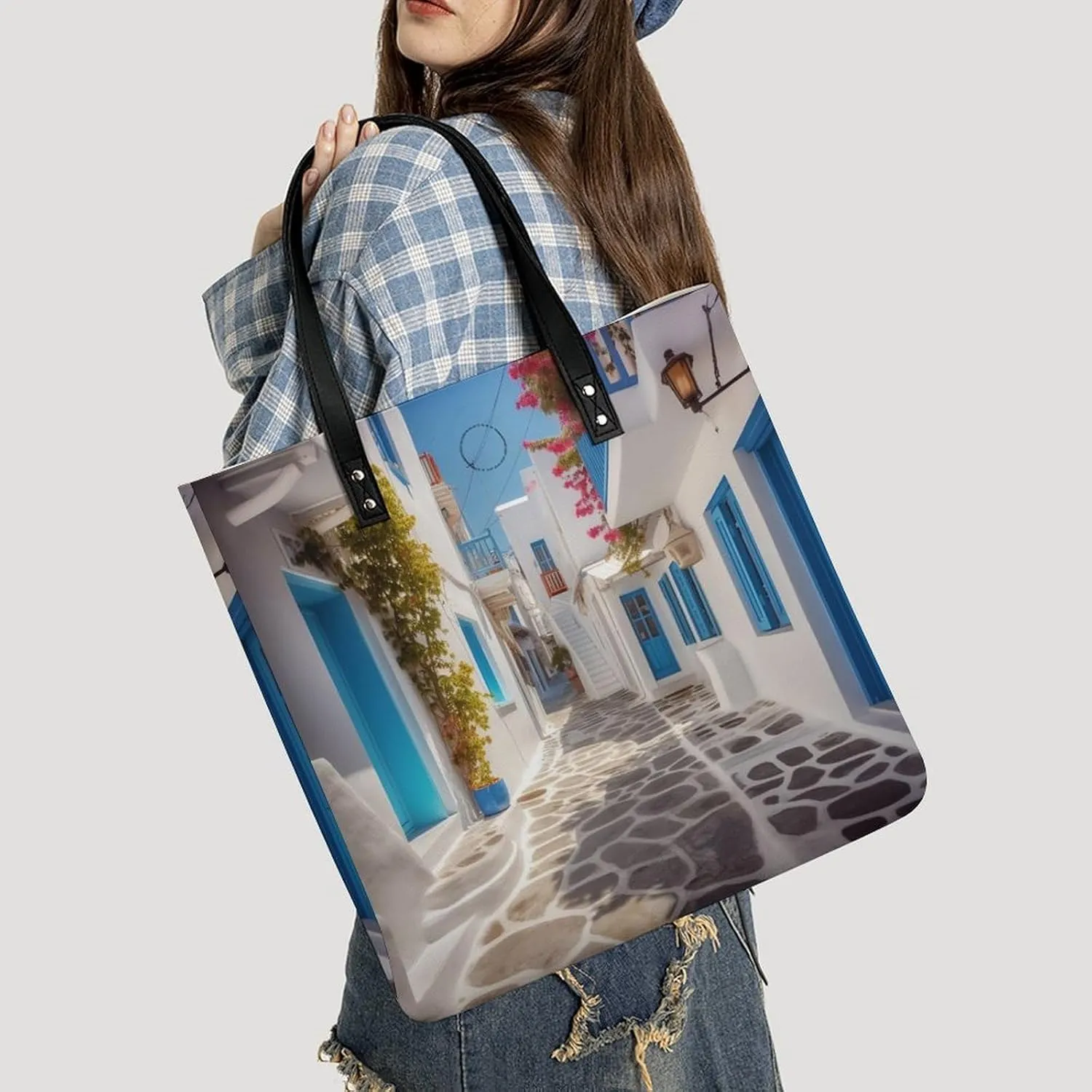 Leather Handbag for Women Tote Bag with Magnetic Buckle Dove Sun Art Crossbody Bag Shoulder Bags