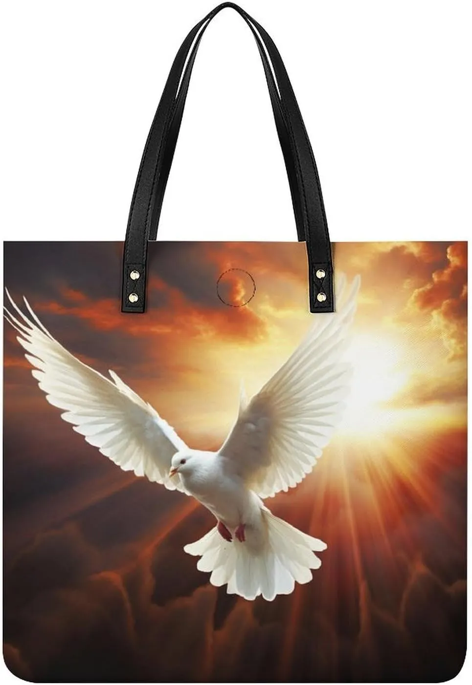 Leather Handbag for Women Tote Bag with Magnetic Buckle Dove Sun Art Crossbody Bag Shoulder Bags