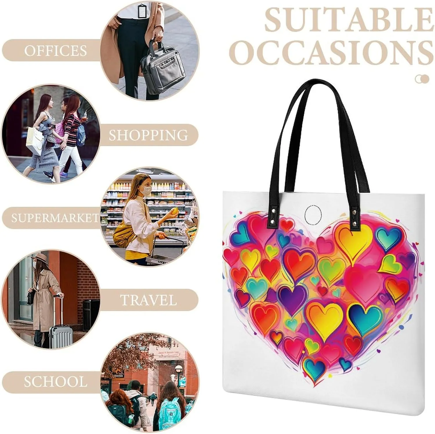 Leather Handbag for Women Tote Bag with Magnetic Buckle Dove Sun Art Crossbody Bag Shoulder Bags