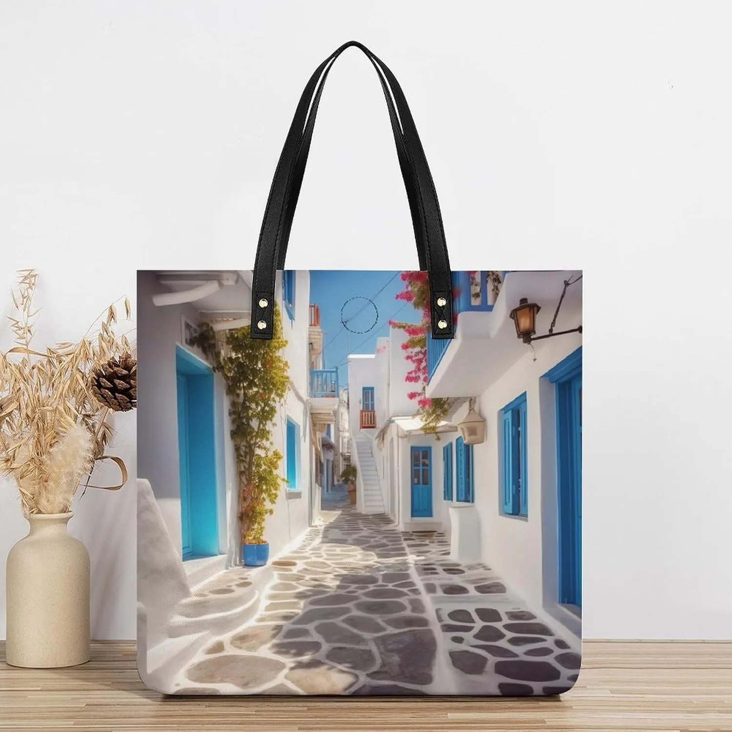 Leather Handbag for Women Tote Bag with Magnetic Buckle Dove Sun Art Crossbody Bag Shoulder Bags