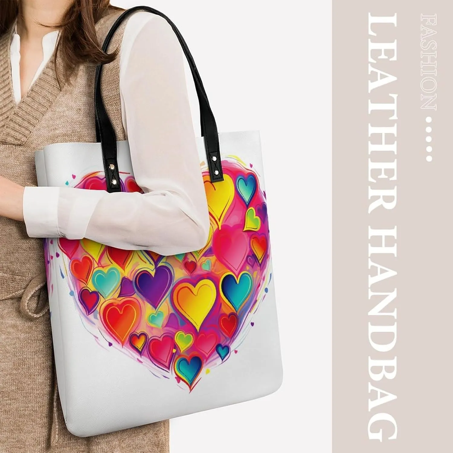 Leather Handbag for Women Tote Bag with Magnetic Buckle Dove Sun Art Crossbody Bag Shoulder Bags
