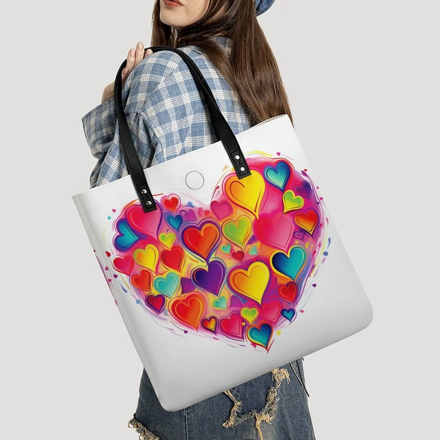 Leather Handbag for Women Tote Bag with Magnetic Buckle Dove Sun Art Crossbody Bag Shoulder Bags