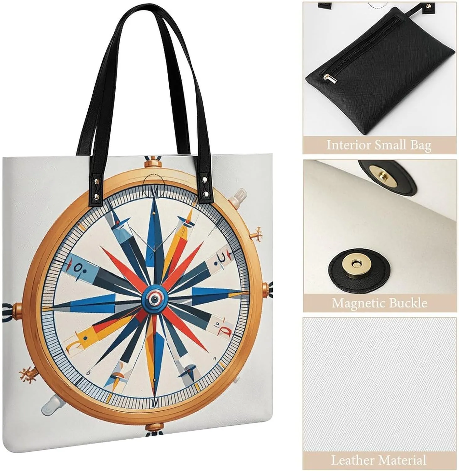 Leather Handbag for Women Tote Bag with Magnetic Buckle Egyptian Scarab Crossbody Bag Shoulder Bags