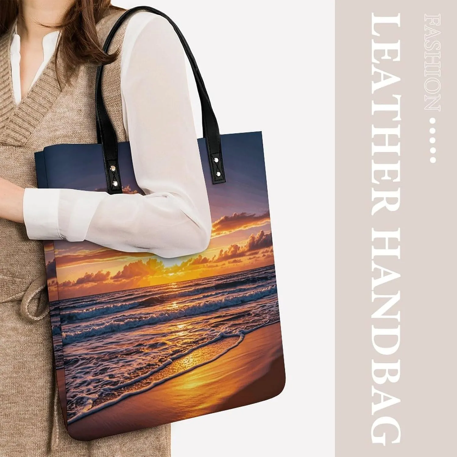 Leather Handbag for Women Tote Bag with Magnetic Buckle Egyptian Scarab Crossbody Bag Shoulder Bags