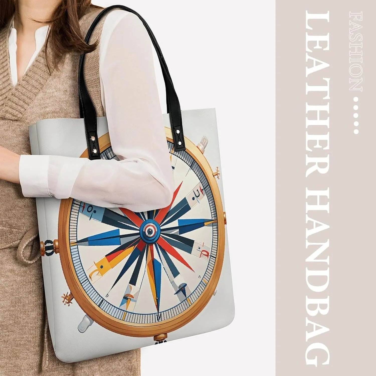 Leather Handbag for Women Tote Bag with Magnetic Buckle Egyptian Scarab Crossbody Bag Shoulder Bags