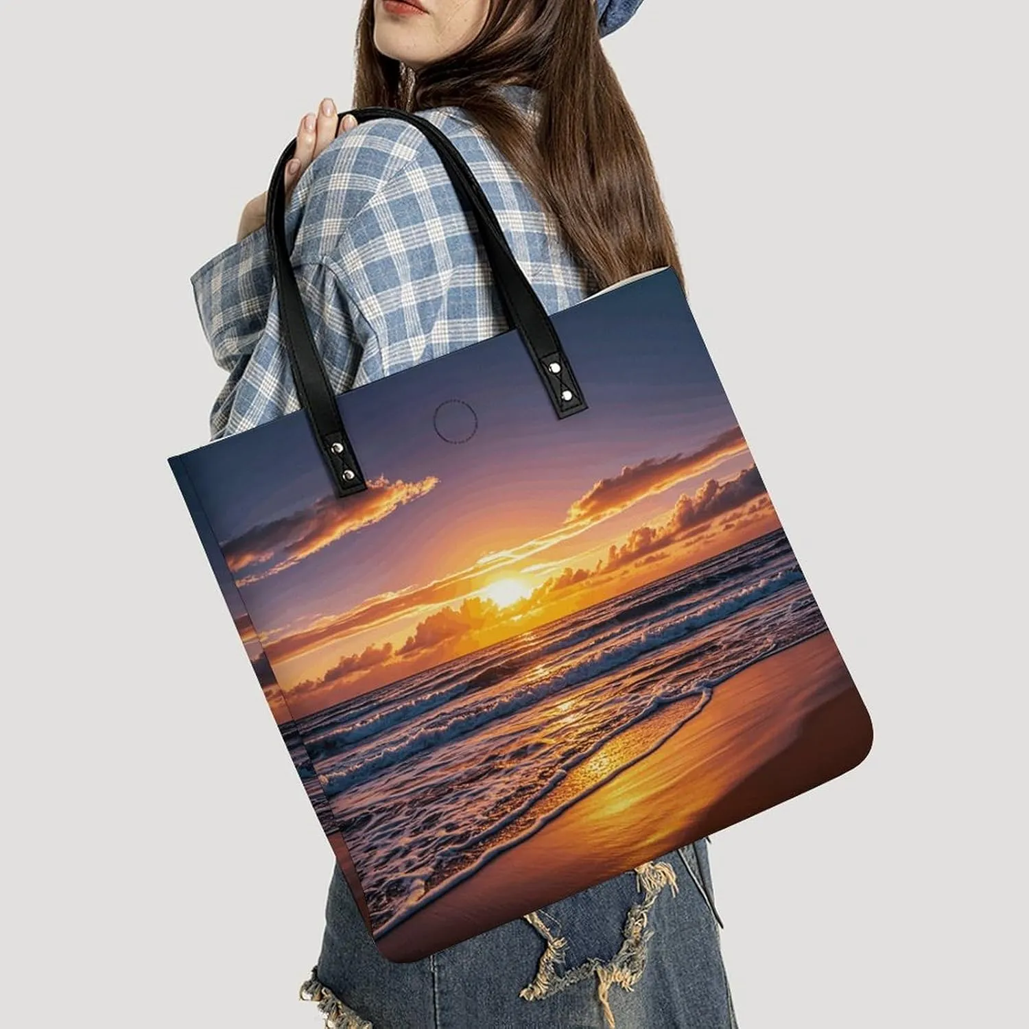 Leather Handbag for Women Tote Bag with Magnetic Buckle Egyptian Scarab Crossbody Bag Shoulder Bags