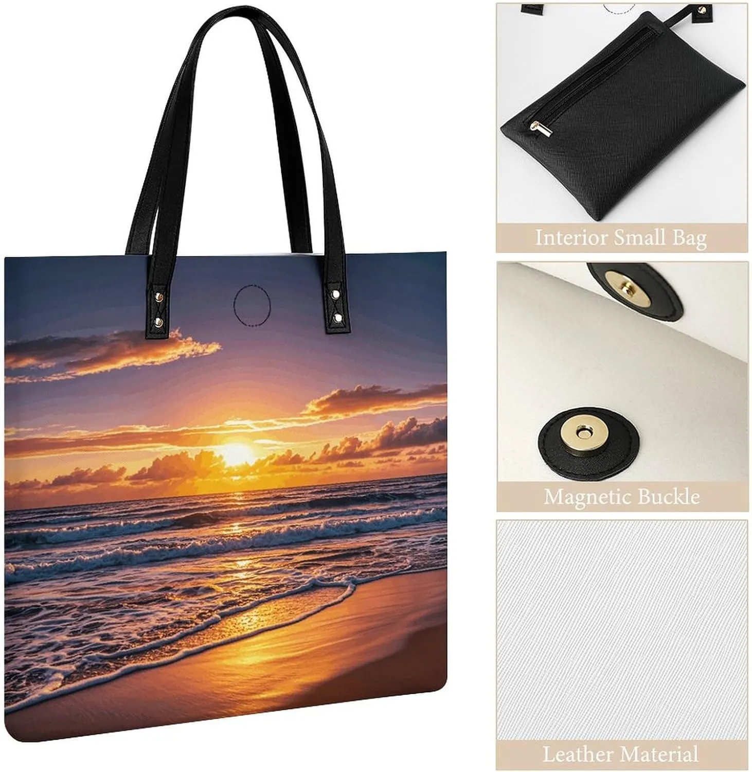 Leather Handbag for Women Tote Bag with Magnetic Buckle Egyptian Scarab Crossbody Bag Shoulder Bags