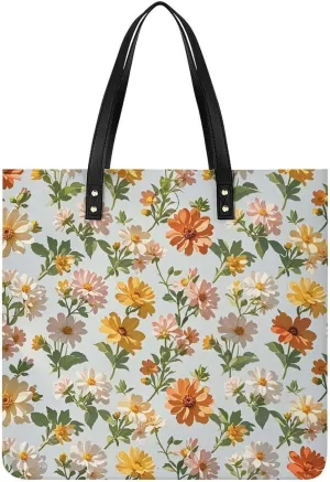 Leather Handbag for Women Tote Bag with Magnetic Buckle Flower Crossbody Bag Shoulder Bags