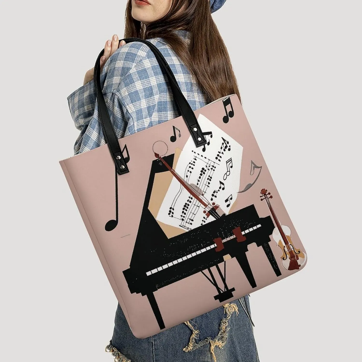 Leather Handbag for Women Tote Bag with Magnetic Buckle Flower Crossbody Bag Shoulder Bags