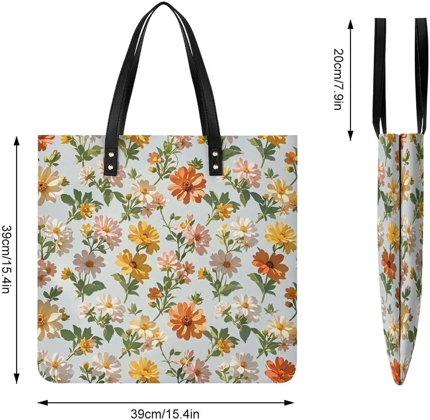 Leather Handbag for Women Tote Bag with Magnetic Buckle Flower Crossbody Bag Shoulder Bags