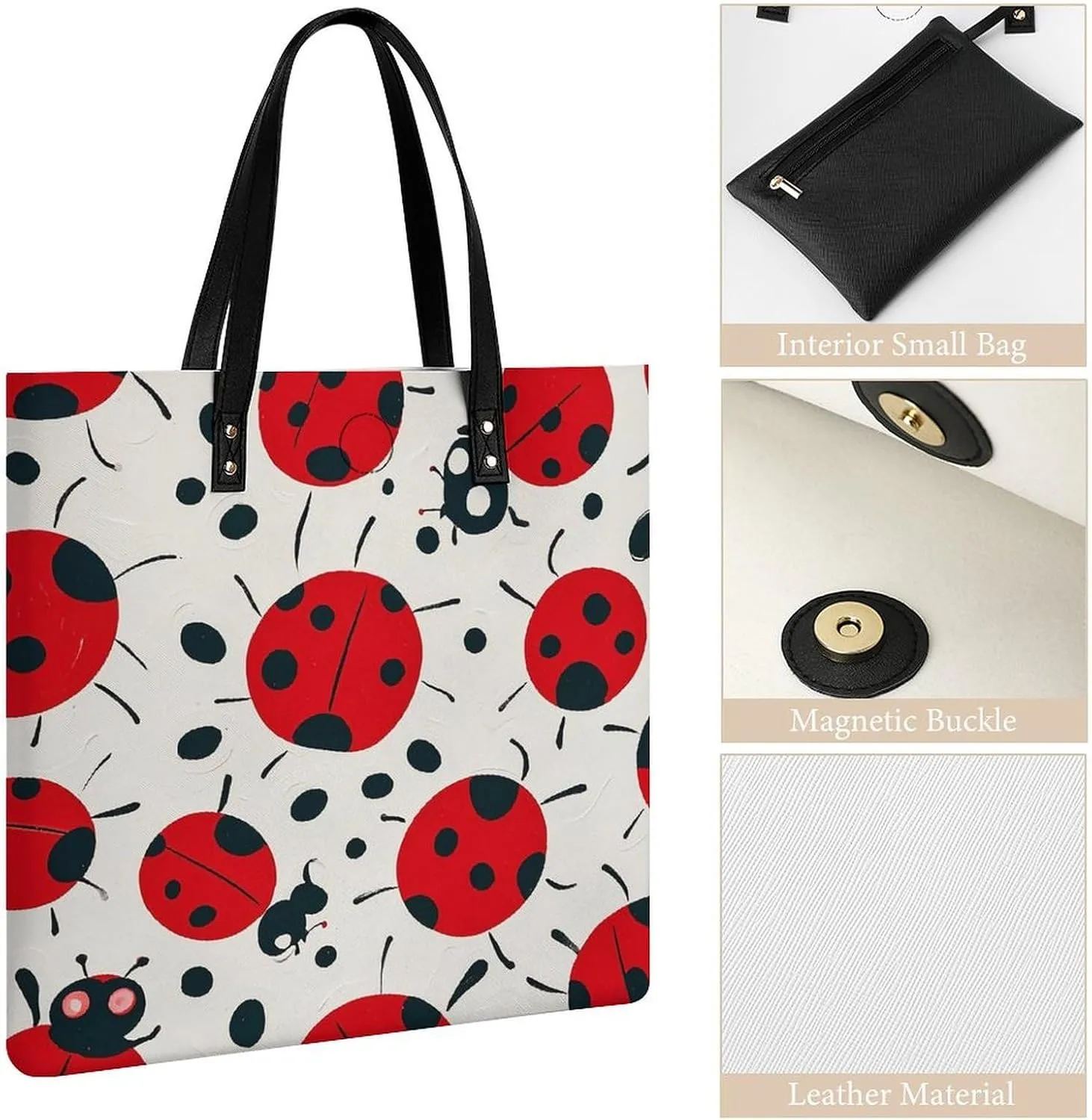 Leather Handbag for Women Tote Bag with Magnetic Buckle Flower Crossbody Bag Shoulder Bags