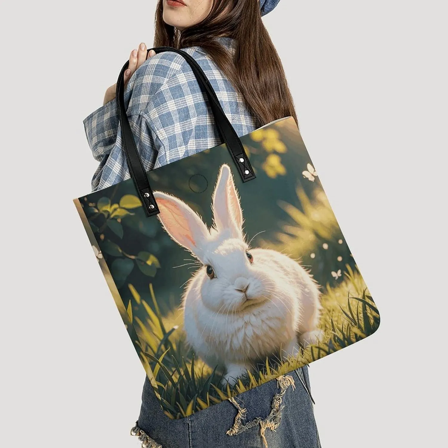 Leather Handbag for Women Tote Bag with Magnetic Buckle Hummingbirds Irises Flowers Crossbody Bag Shoulder Bags