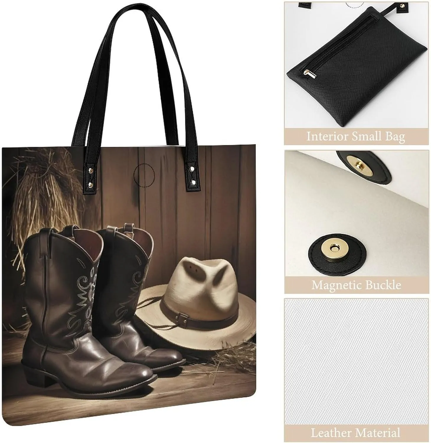 Leather Handbag for Women Tote Bag with Magnetic Buckle Hummingbirds Irises Flowers Crossbody Bag Shoulder Bags