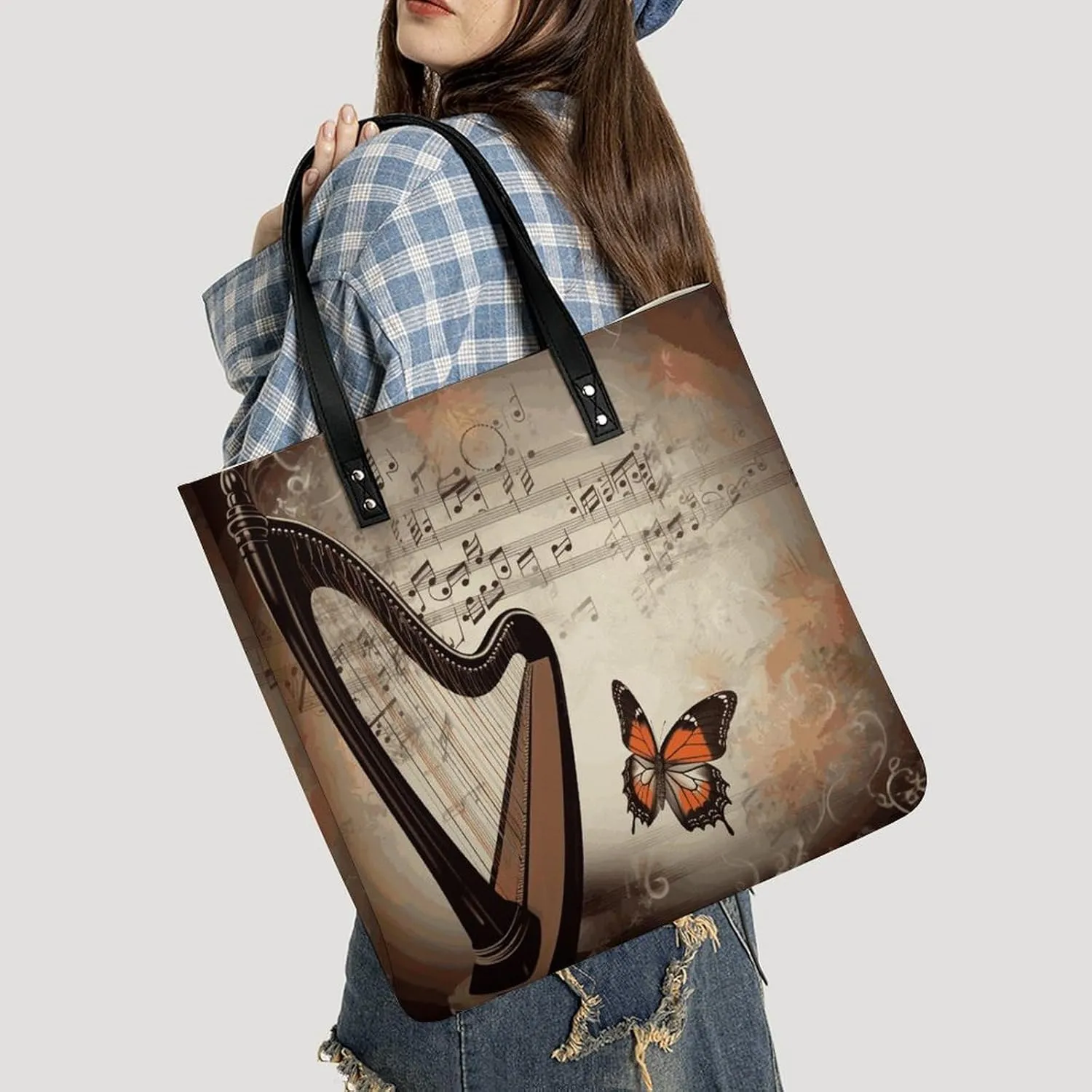 Leather Handbag for Women Tote Bag with Magnetic Buckle Kiwi Slice Crossbody Bag Shoulder Bag