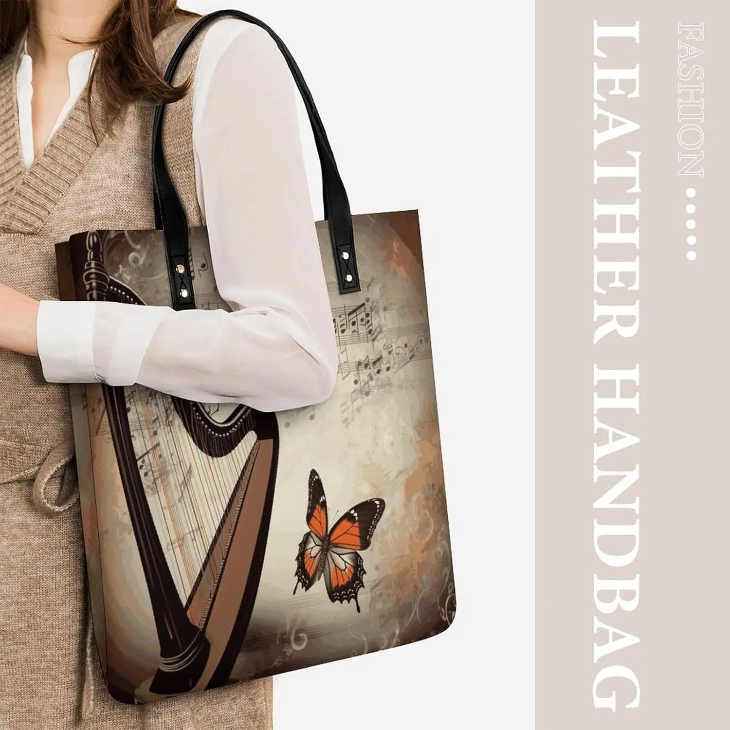 Leather Handbag for Women Tote Bag with Magnetic Buckle Kiwi Slice Crossbody Bag Shoulder Bag