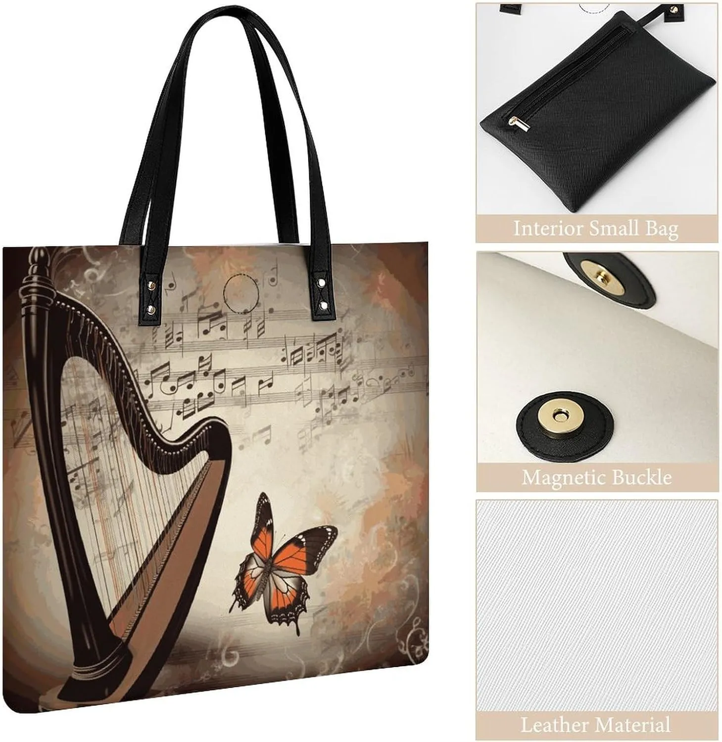 Leather Handbag for Women Tote Bag with Magnetic Buckle Kiwi Slice Crossbody Bag Shoulder Bag