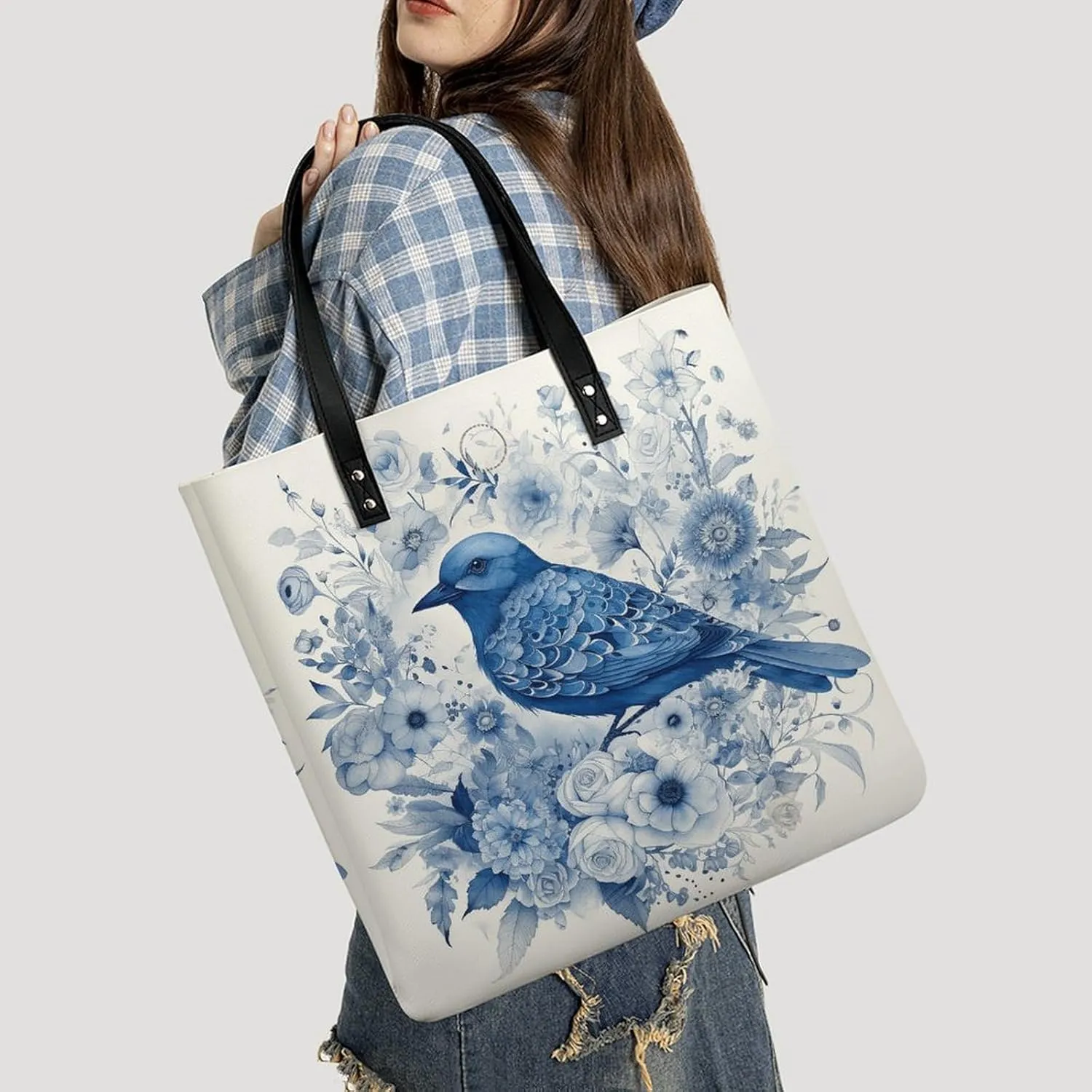 Leather Handbag for Women Tote Bag with Magnetic Buckle Louvre Museum in Paris Crossbody Bag Shoulder Bags