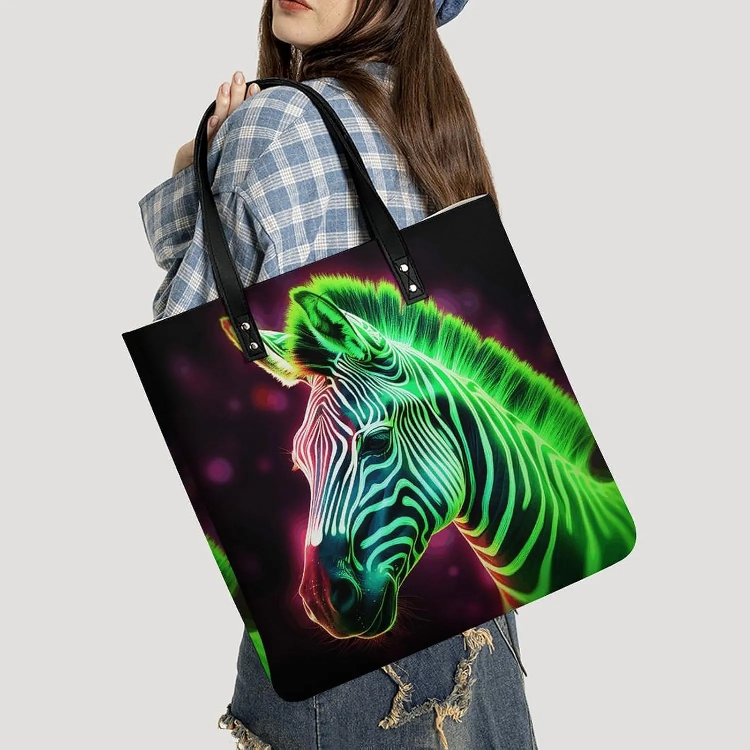 Leather Handbag for Women Tote Bag with Magnetic Buckle Louvre Museum in Paris Crossbody Bag Shoulder Bags