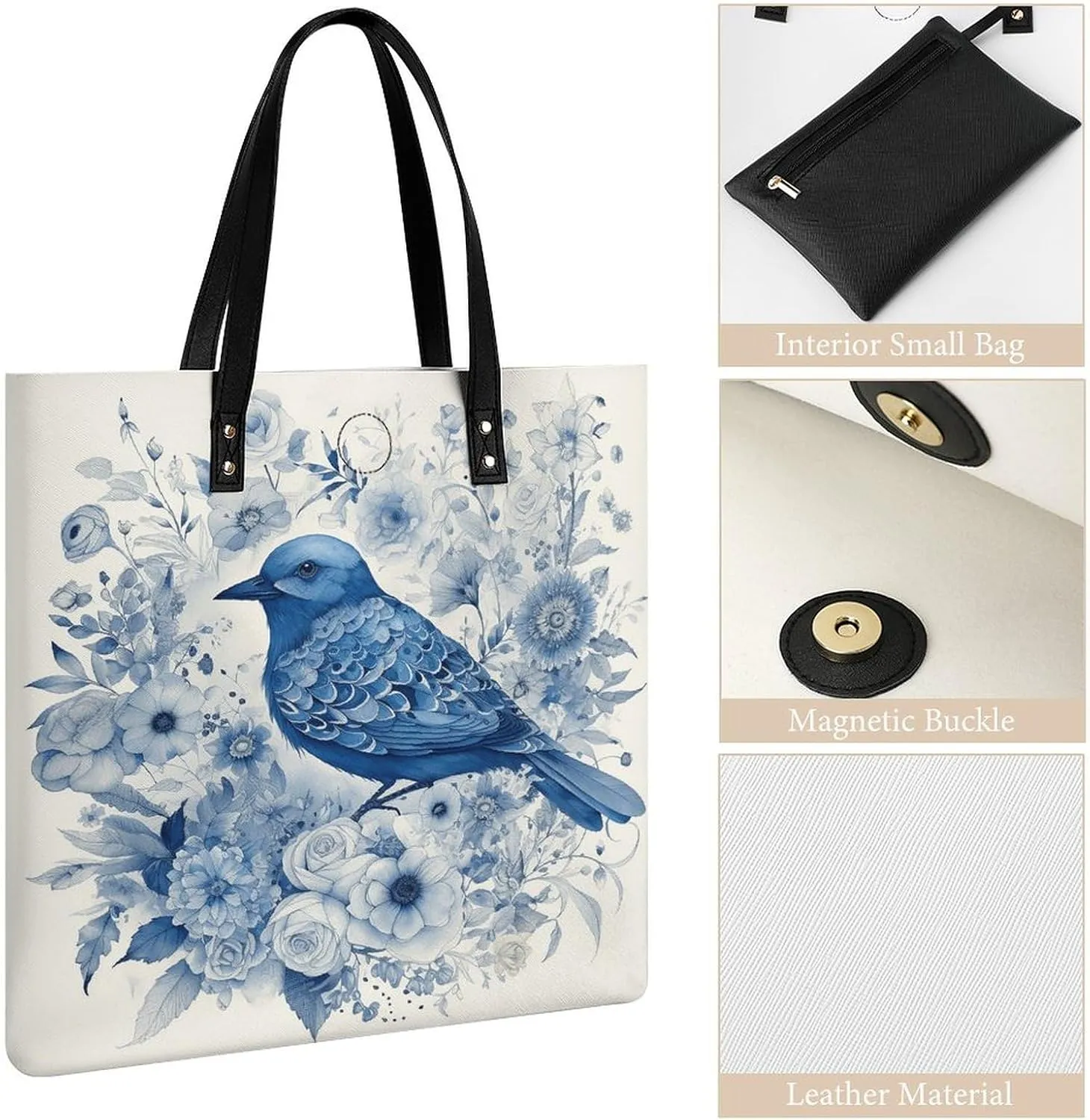 Leather Handbag for Women Tote Bag with Magnetic Buckle Louvre Museum in Paris Crossbody Bag Shoulder Bags