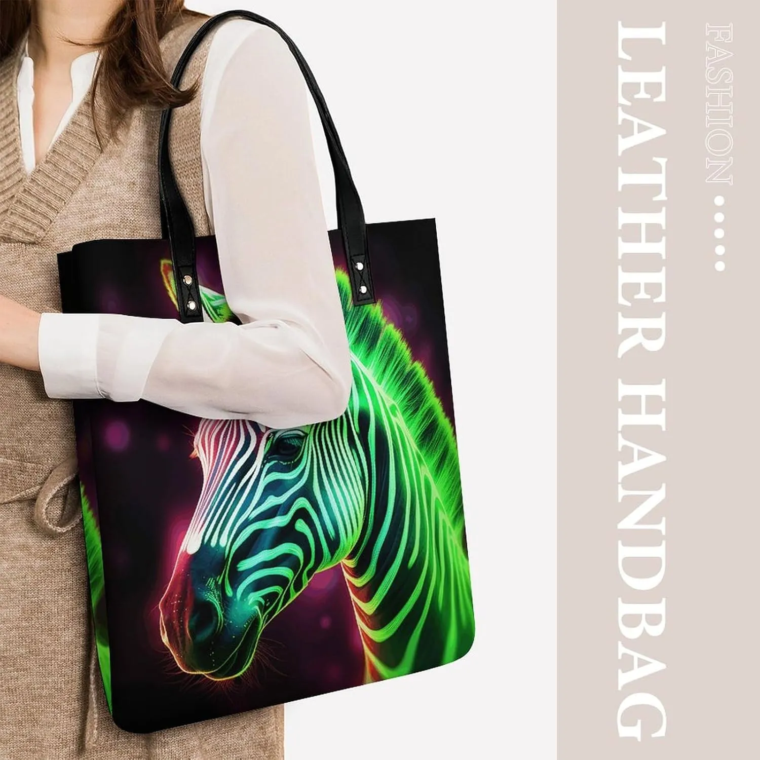 Leather Handbag for Women Tote Bag with Magnetic Buckle Louvre Museum in Paris Crossbody Bag Shoulder Bags