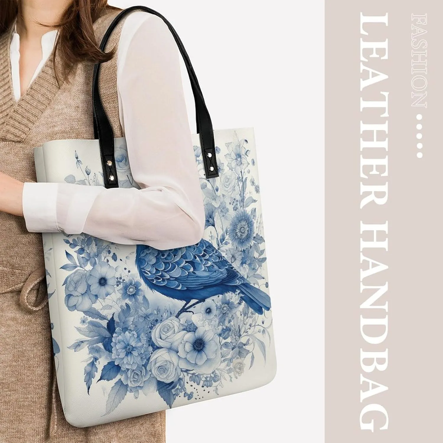 Leather Handbag for Women Tote Bag with Magnetic Buckle Louvre Museum in Paris Crossbody Bag Shoulder Bags