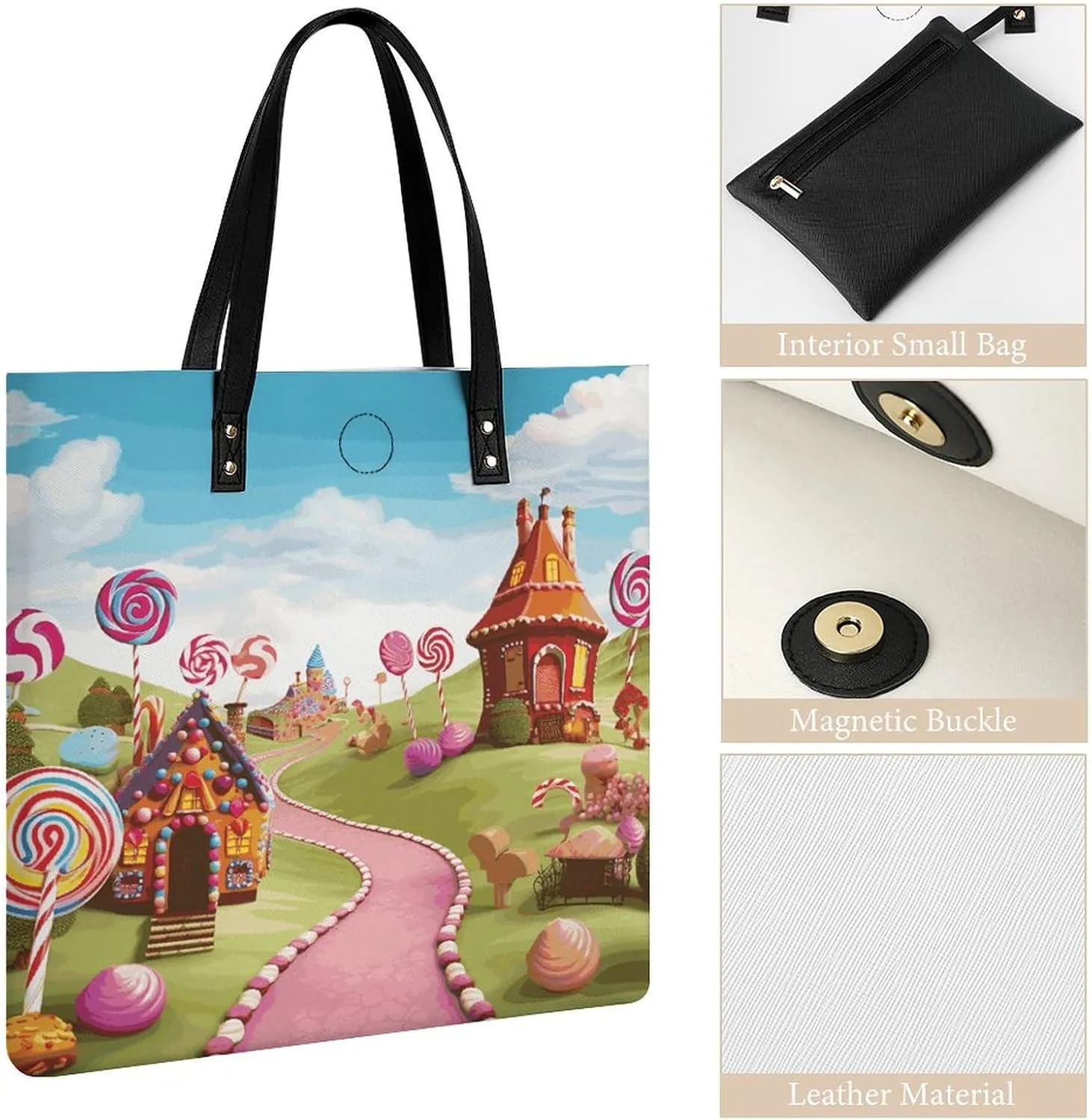 Leather Handbag for Women Tote Bag with Magnetic Buckle Monkey Lemur Cute Crossbody Bag Shoulder Bag