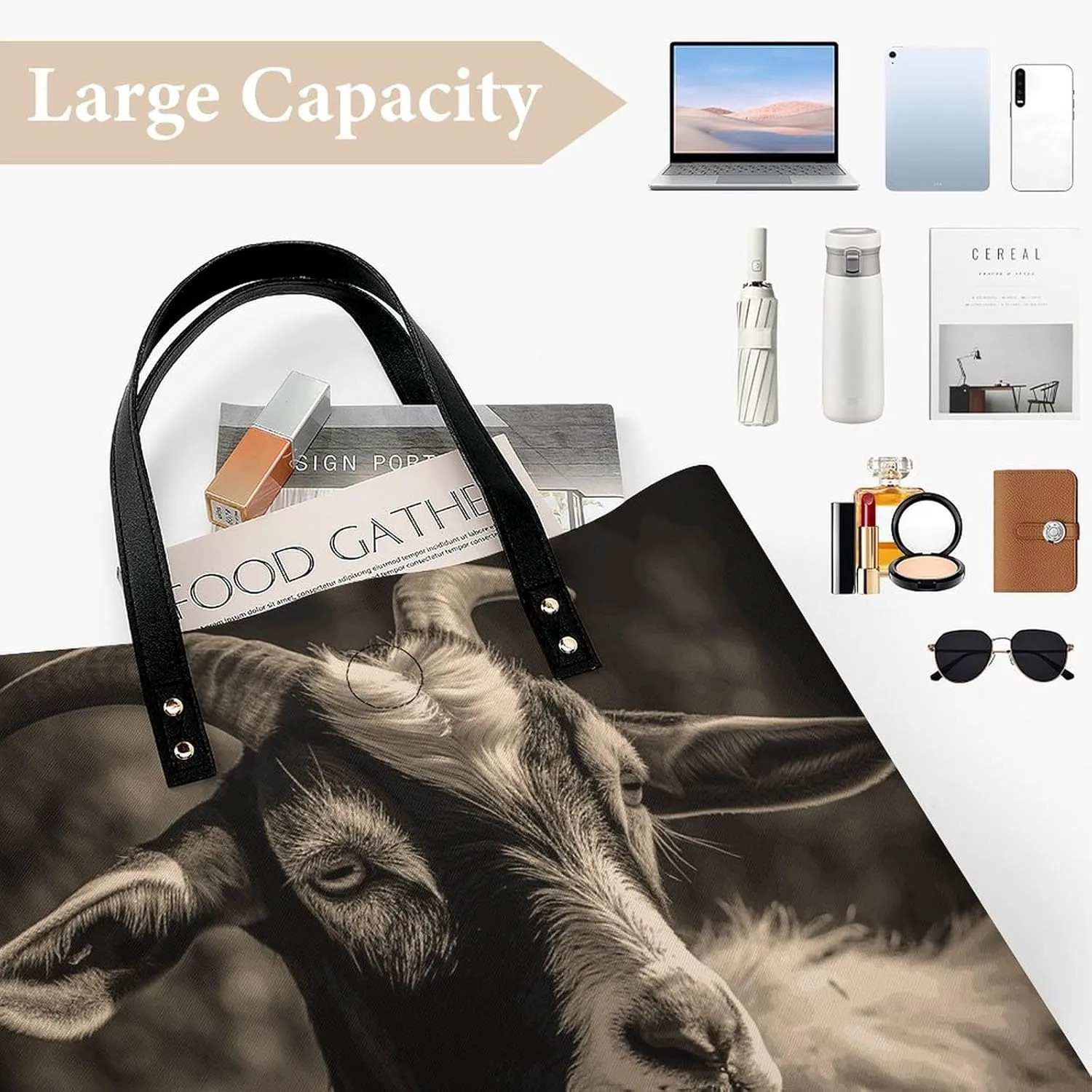 Leather Handbag for Women Tote Bag with Magnetic Buckle Monkey Lemur Cute Crossbody Bag Shoulder Bag