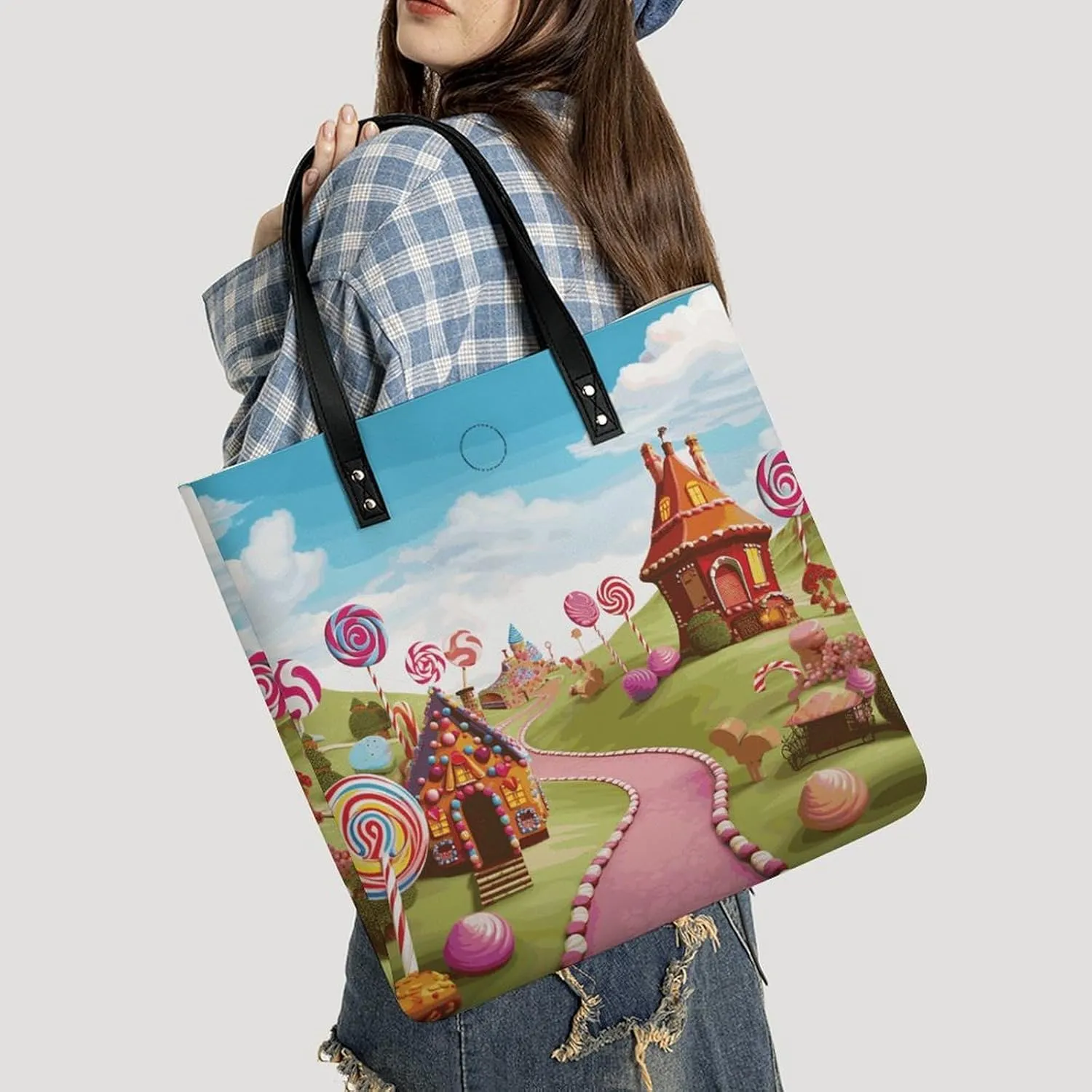 Leather Handbag for Women Tote Bag with Magnetic Buckle Monkey Lemur Cute Crossbody Bag Shoulder Bag
