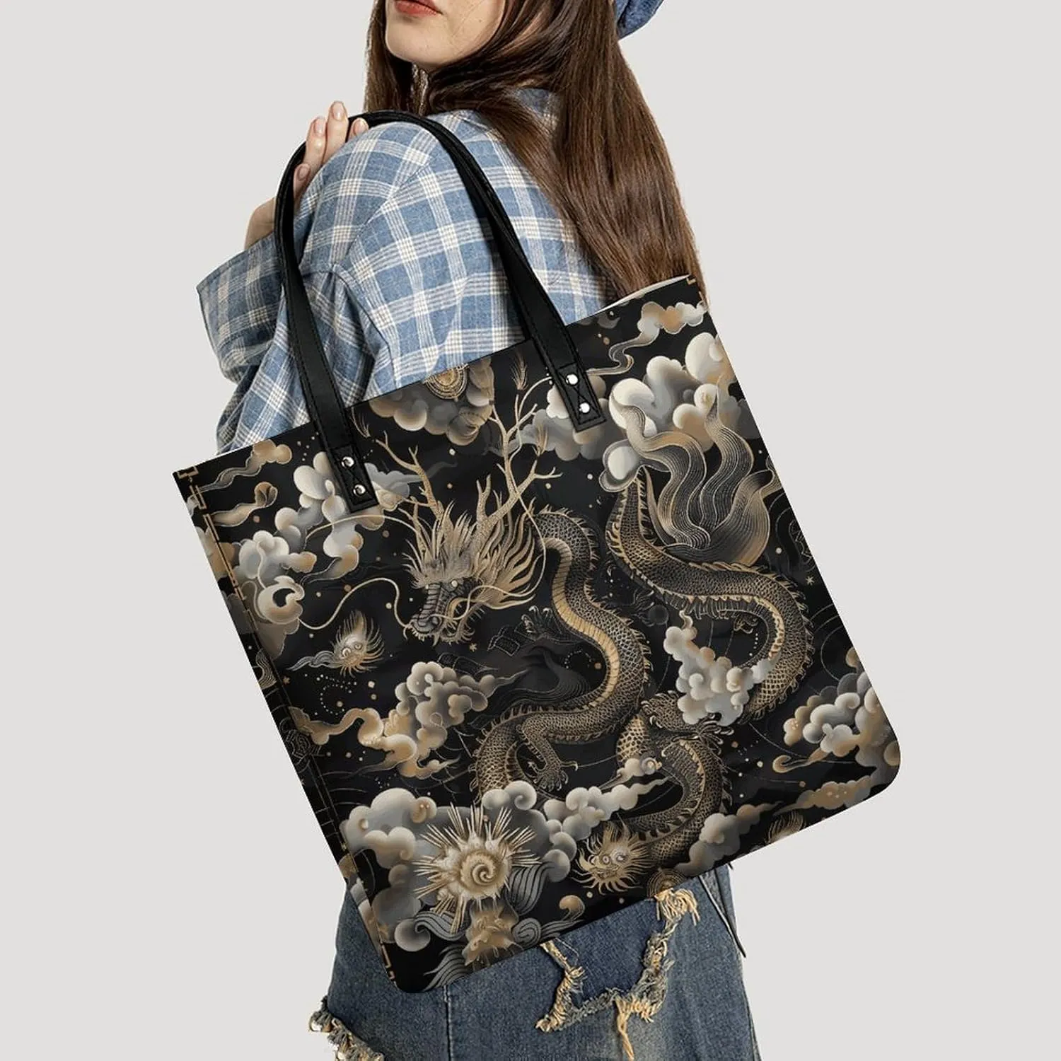 Leather Handbag for Women Tote Bag with Magnetic Buckle Monkey Lemur Cute Crossbody Bag Shoulder Bag