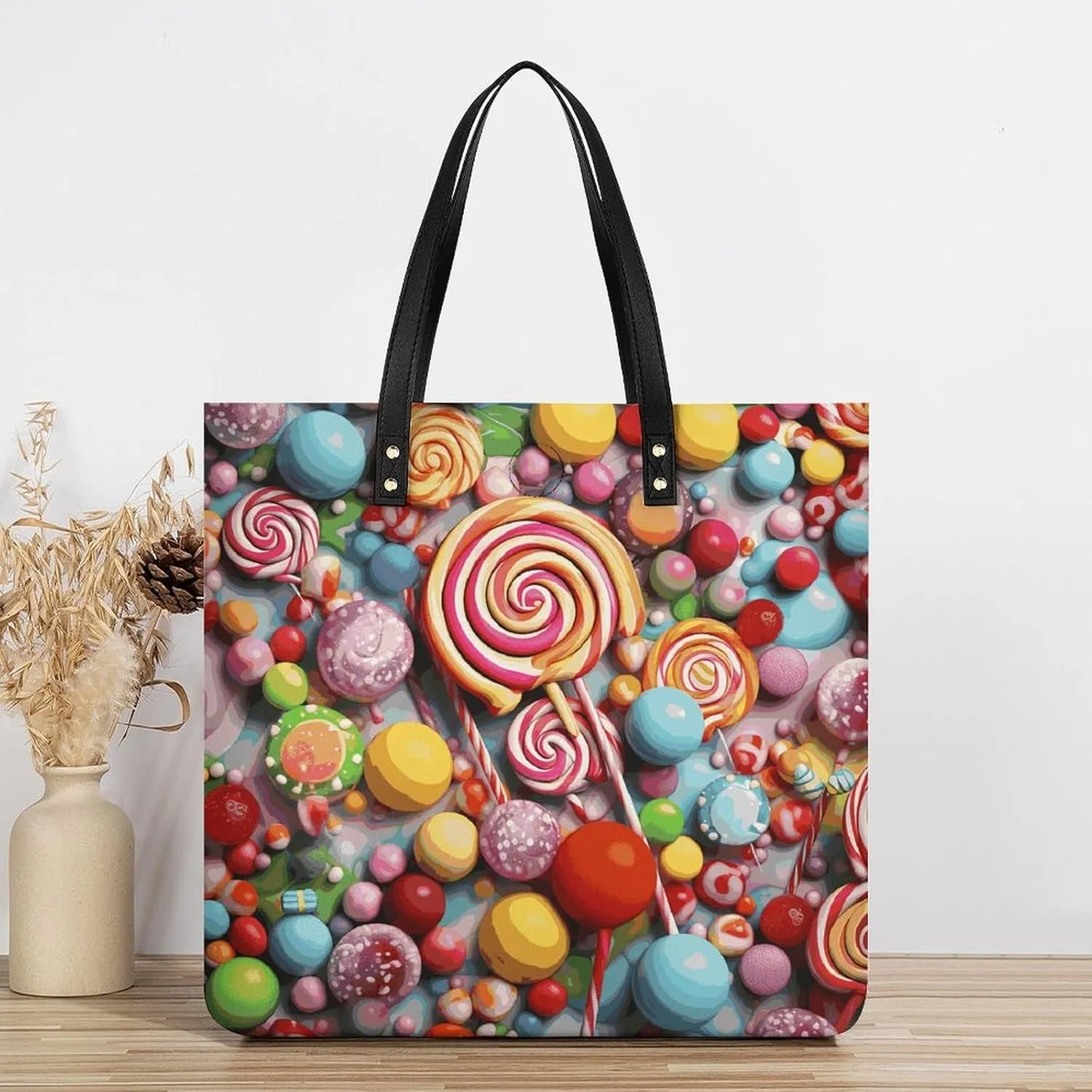 Leather Handbag for Women Tote Bag with Magnetic Buckle Monkey Lemur Cute Crossbody Bag Shoulder Bag