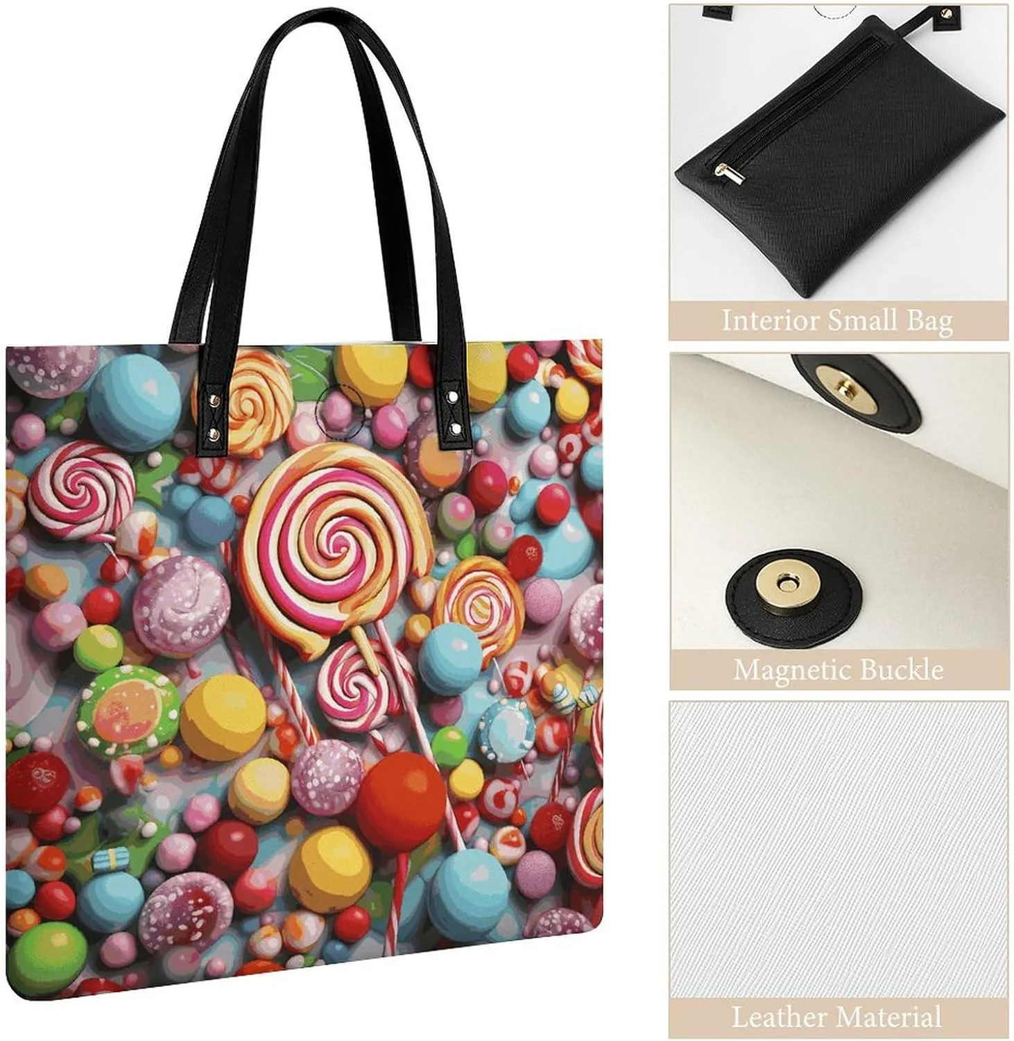 Leather Handbag for Women Tote Bag with Magnetic Buckle Monkey Lemur Cute Crossbody Bag Shoulder Bag