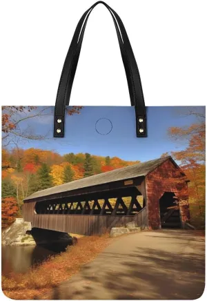 Leather Handbag for Women Tote Bag with Magnetic Buckle Patriotic Old Red Truck Crossbody Bag Shoulder Bag
