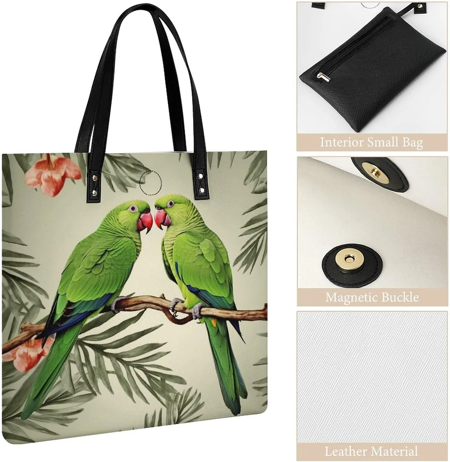 Leather Handbag for Women Tote Bag with Magnetic Buckle Peacock Pattern Crossbody Bag Shoulder Bag
