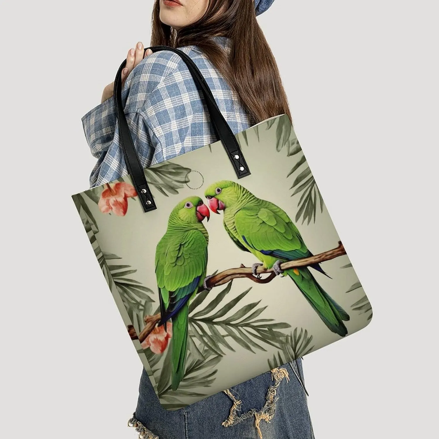 Leather Handbag for Women Tote Bag with Magnetic Buckle Peacock Pattern Crossbody Bag Shoulder Bag